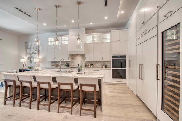 Interior, Kitchen, Pendant Lights, Recessed Lighting, Wood Texture Flooring