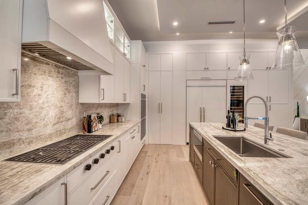Interior, Kitchen, Pendant Lights, Recessed Lighting, Wood Texture Flooring