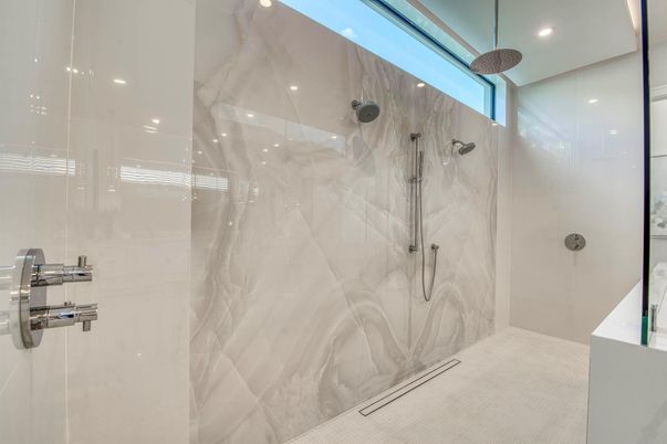 Bathroom, Glass Shower, Interior, Recessed Lighting