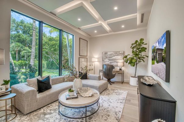 Interior, Living room, Recessed Lighting, Wood Texture Flooring