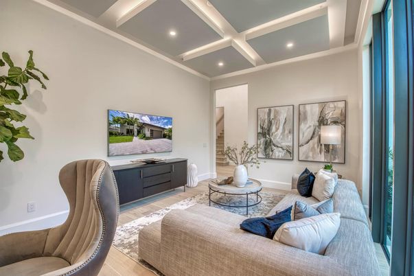 Interior, Living room, Recessed Lighting, Wood Texture Flooring
