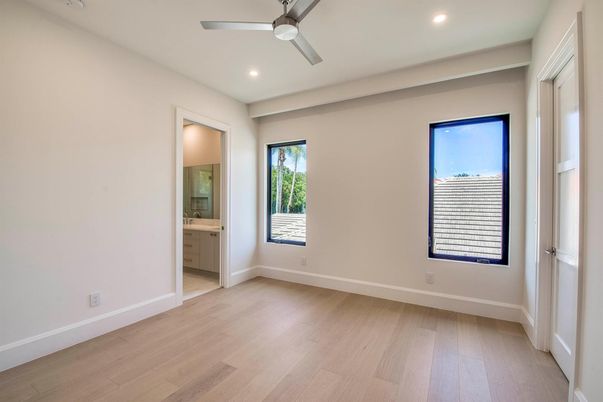 Bathroom, Empty room, Interior, Recessed Lighting, Wood Texture Flooring