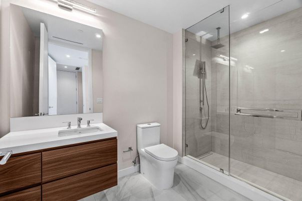 Bathroom, Glass Shower, Interior, Marble, Recessed Lighting