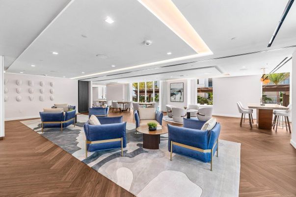 Dining room, Interior, Living room, Pendant Lights, Recessed Lighting, Wood Texture Flooring