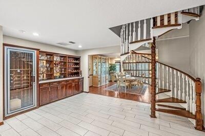 Dining room, Interior, Recessed Lighting, Wood Texture Flooring