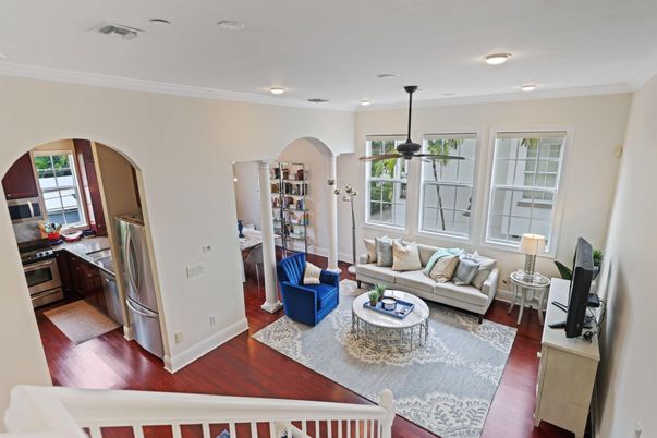 Interior, Kitchen, Living room, Pendant Lights, Recessed Lighting, Stainless Steel Appliances, Wood Texture Flooring