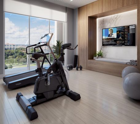 Fitness Equipment, Interior, Wood Texture Flooring, Wooden Walls