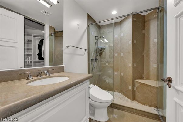 Bathroom, Glass Shower, Interior, Recessed Lighting