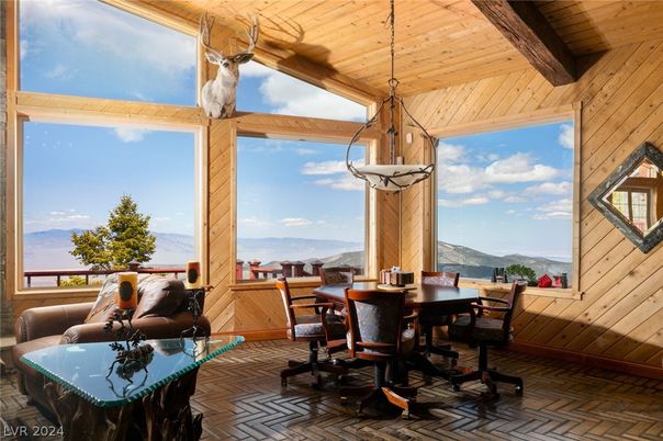 Dining room, Interior, Pendant Lights, Wooden Beams, Wooden Ceilings, Wood Texture Flooring, Wooden Walls