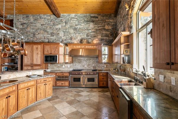 Interior, Kitchen, Stainless Steel Appliances, Stone Walls, Wooden Beams, Wooden Ceilings