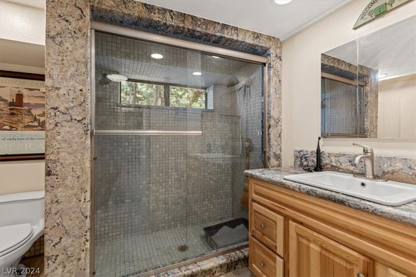 Bathroom, Glass Shower, Interior, Recessed Lighting