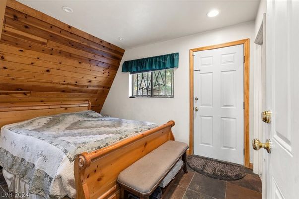 Bedroom, Interior, Recessed Lighting, Wooden Walls