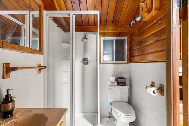 Bathroom, Glass Shower, Interior, Wooden Ceilings, Wooden Walls