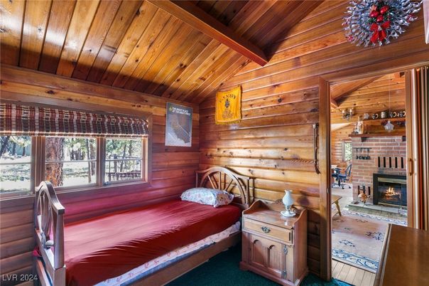 Bedroom, Fireplace, Interior, Wooden Beams, Wooden Ceilings, Wood Texture Flooring, Wooden Walls