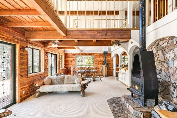 Dining room, Fireplace, Interior, Stone Walls, Wooden Beams, Wooden Ceilings, Wooden Walls