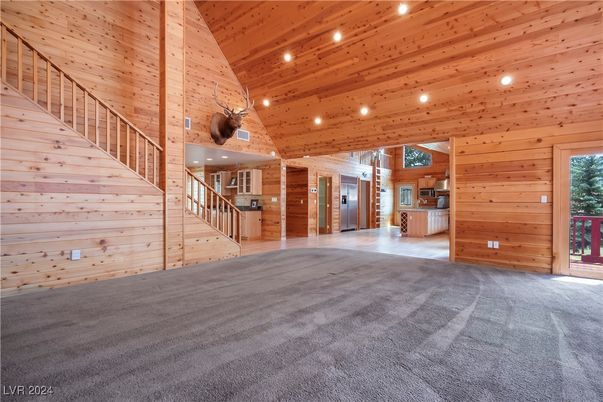 Empty room, Interior, Recessed Lighting, Wooden Ceilings, Wooden Walls
