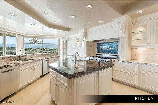 Chandelier, Interior, Kitchen, Recessed Lighting, Stainless Steel Appliances