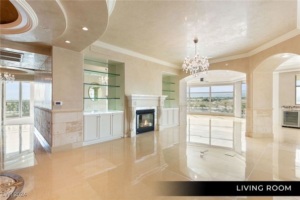 Chandelier, Empty room, Fireplace, Interior, Recessed Lighting