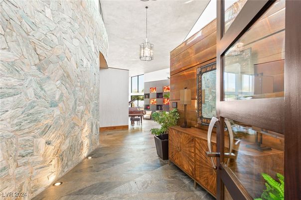 Interior, Pendant Lights, Piano, Stone Walls