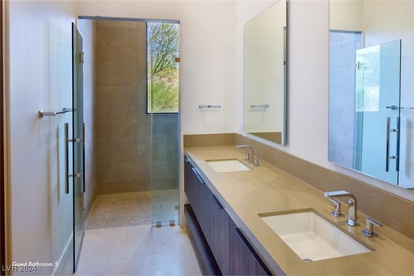 Bathroom, Dual Sink Vanities, Glass Shower, Interior