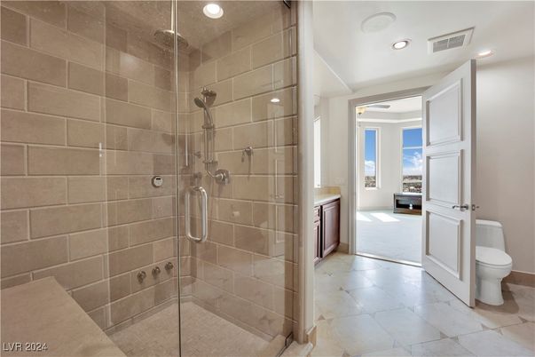 Bathroom, Glass Shower, Interior, Recessed Lighting