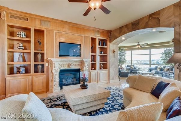 Fireplace, Interior, Living room, Recessed Lighting, Wooden Walls