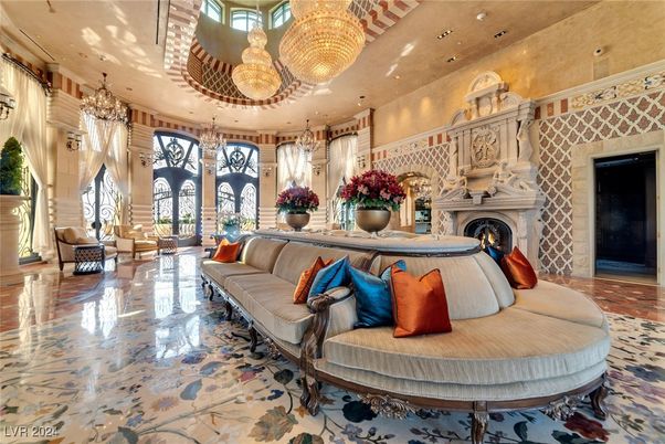Chandelier, Fireplace, Interior, Living room, Recessed Lighting