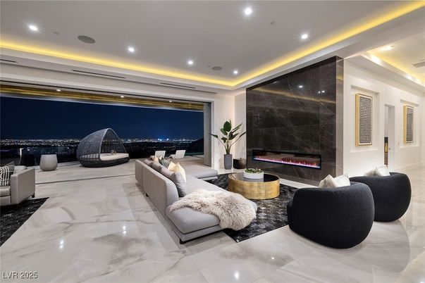Fireplace, Interior, Living room, Marble, Marble Walls, Recessed Lighting