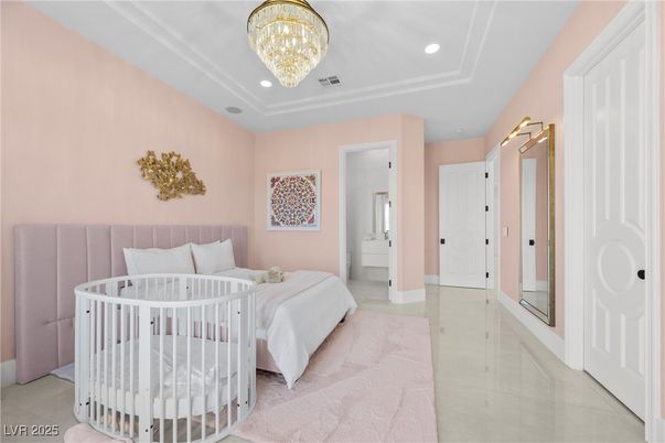 Bedroom, Chandelier, Interior, Recessed Lighting