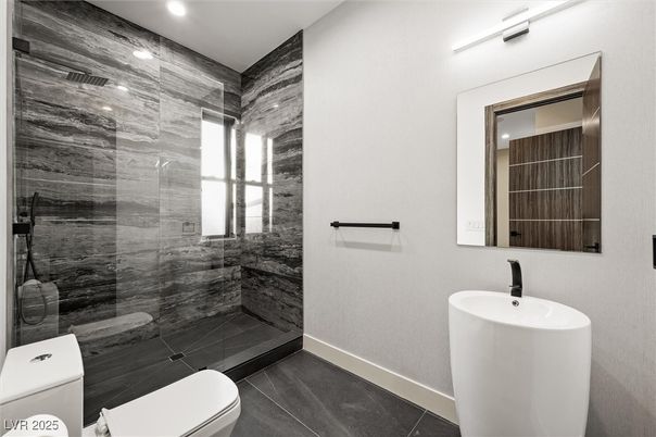 Bathroom, Free Standing Baths, Glass Shower, Interior, Recessed Lighting