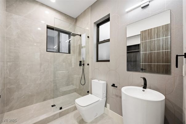 Bathroom, Glass Shower, Interior, Recessed Lighting
