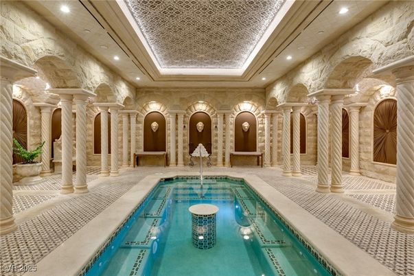 Interior, Pool, Recessed Lighting, Stone Walls