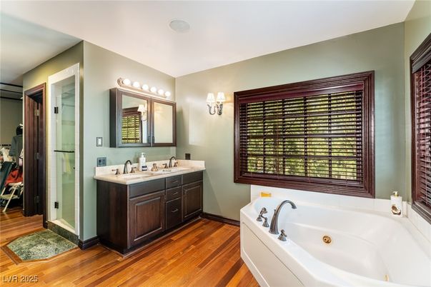 Bathroom, Glass Shower, Interior, Wood Texture Flooring