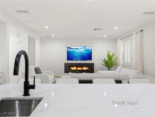 Fireplace, Interior, Living room, Recessed Lighting