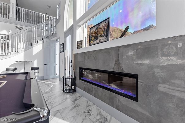 Fireplace, Interior, Marble, Recessed Lighting