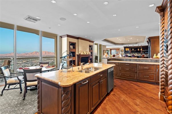 Fireplace, Interior, Recessed Lighting, Wood Texture Flooring