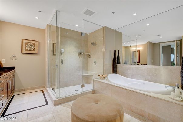 Bathroom, Glass Shower, Interior, Recessed Lighting