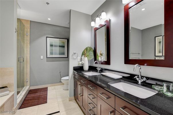 Bathroom, Dual Sink Vanities, Glass Shower, Interior, Recessed Lighting