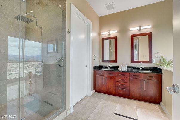 Bathroom, Dual Sink Vanities, Glass Shower, Interior