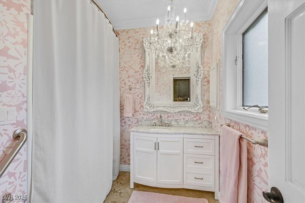 Bathroom, Chandelier, Interior