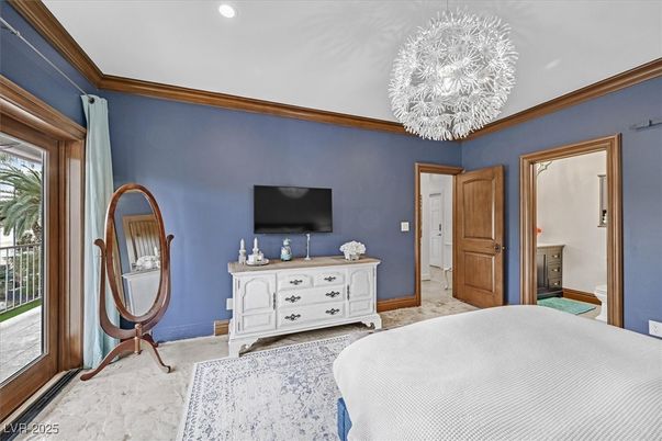 Bedroom, Chandelier, Interior, Marble, Recessed Lighting