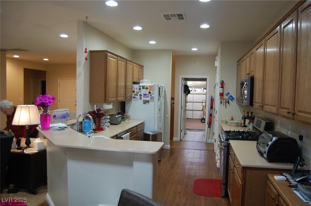 Interior, Kitchen, Recessed Lighting, Wood Texture Flooring