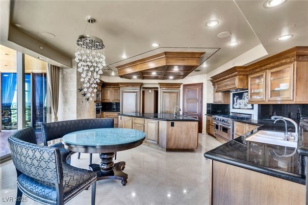 Chandelier, Interior, Kitchen, Pendant Lights, Recessed Lighting, Stainless Steel Appliances