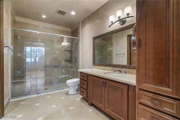 Bathroom, Glass Shower, Interior, Recessed Lighting