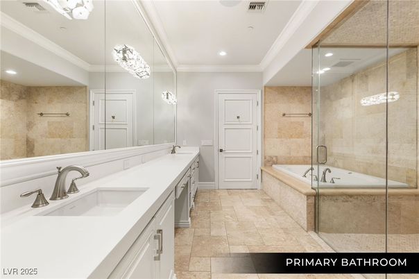Bathroom, Dual Sink Vanities, Glass Shower, Interior, Recessed Lighting