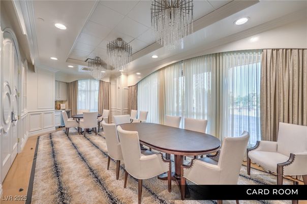 Chandelier, Dining room, Interior, Recessed Lighting, Wood Texture Flooring