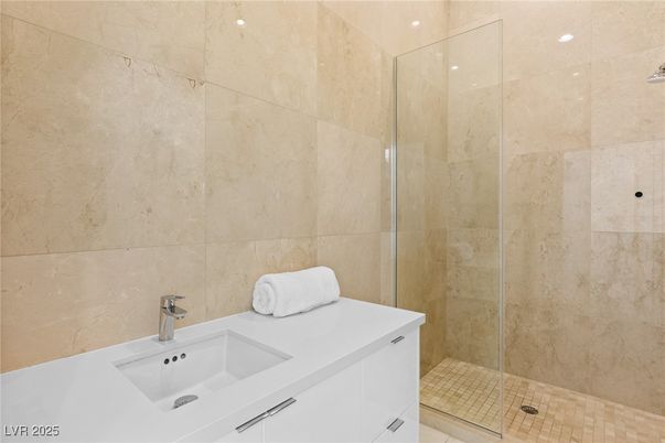 Bathroom, Glass Shower, Interior, Recessed Lighting