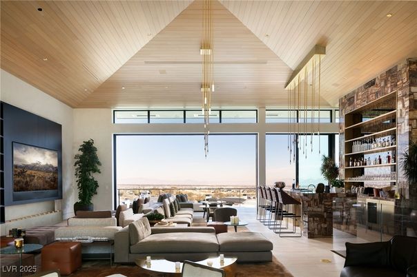 Interior, Living room, Pendant Lights, Recessed Lighting, Wooden Ceilings, Wood Texture Flooring