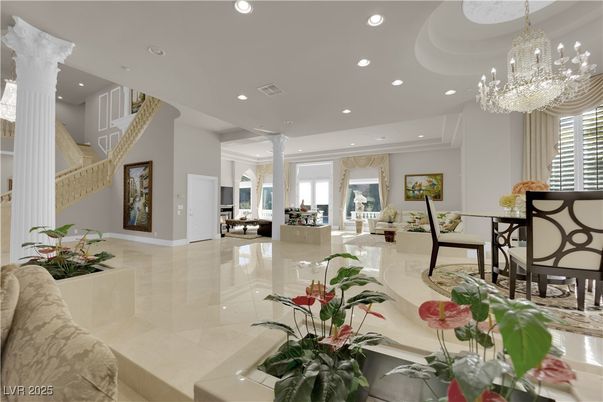 Chandelier, Dining room, Interior, Living room, Recessed Lighting