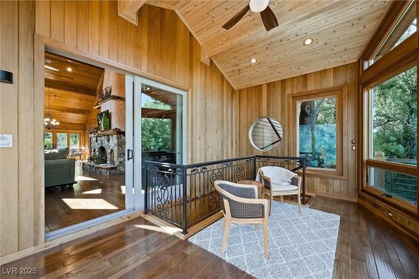 Chandelier, Interior, Recessed Lighting, Wooden Ceilings, Wood Texture Flooring, Wooden Walls